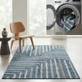 thumbnail image 1 of SAFAVIEH Blair Sorrel Geometric Striped Machine Washable Area Rug, 4' x 6', Blue/Multi, 1 of 13