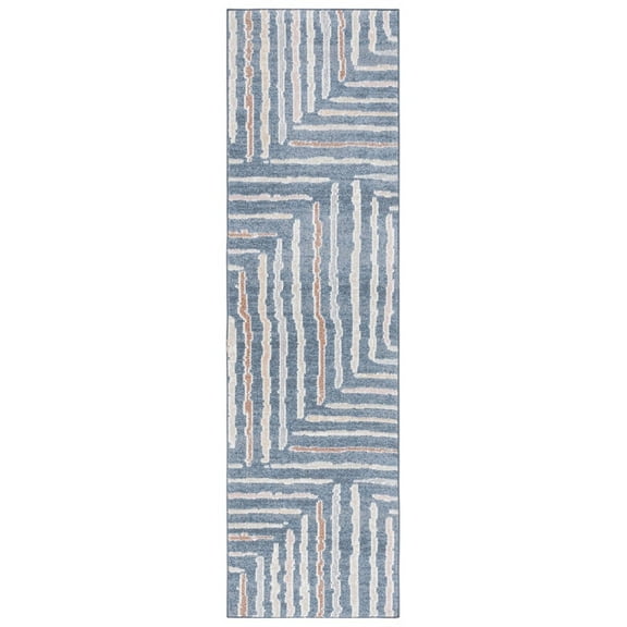 SAFAVIEH Blair Sorrel Geometric Striped Machine Washable Runner, 2'2" x 8', Blue/Multi