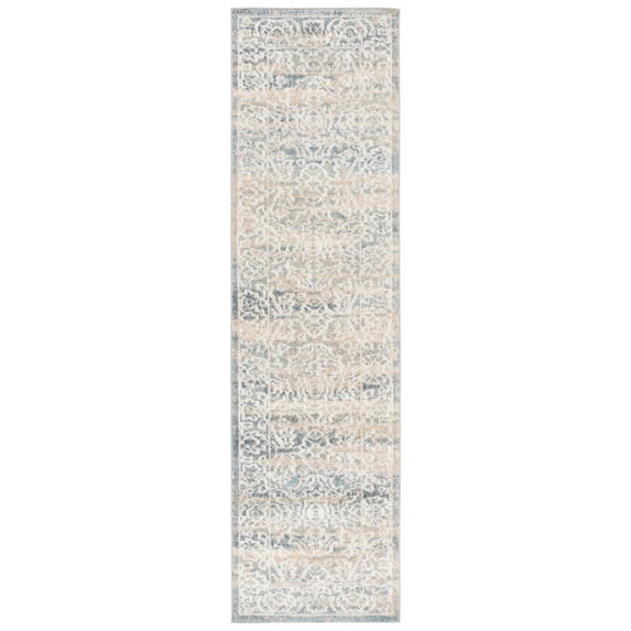 SAFAVIEH Blair Washable Christiana Abstract Machine Washable Runner Rug, Ivory/Blue, 2'2" x 8'