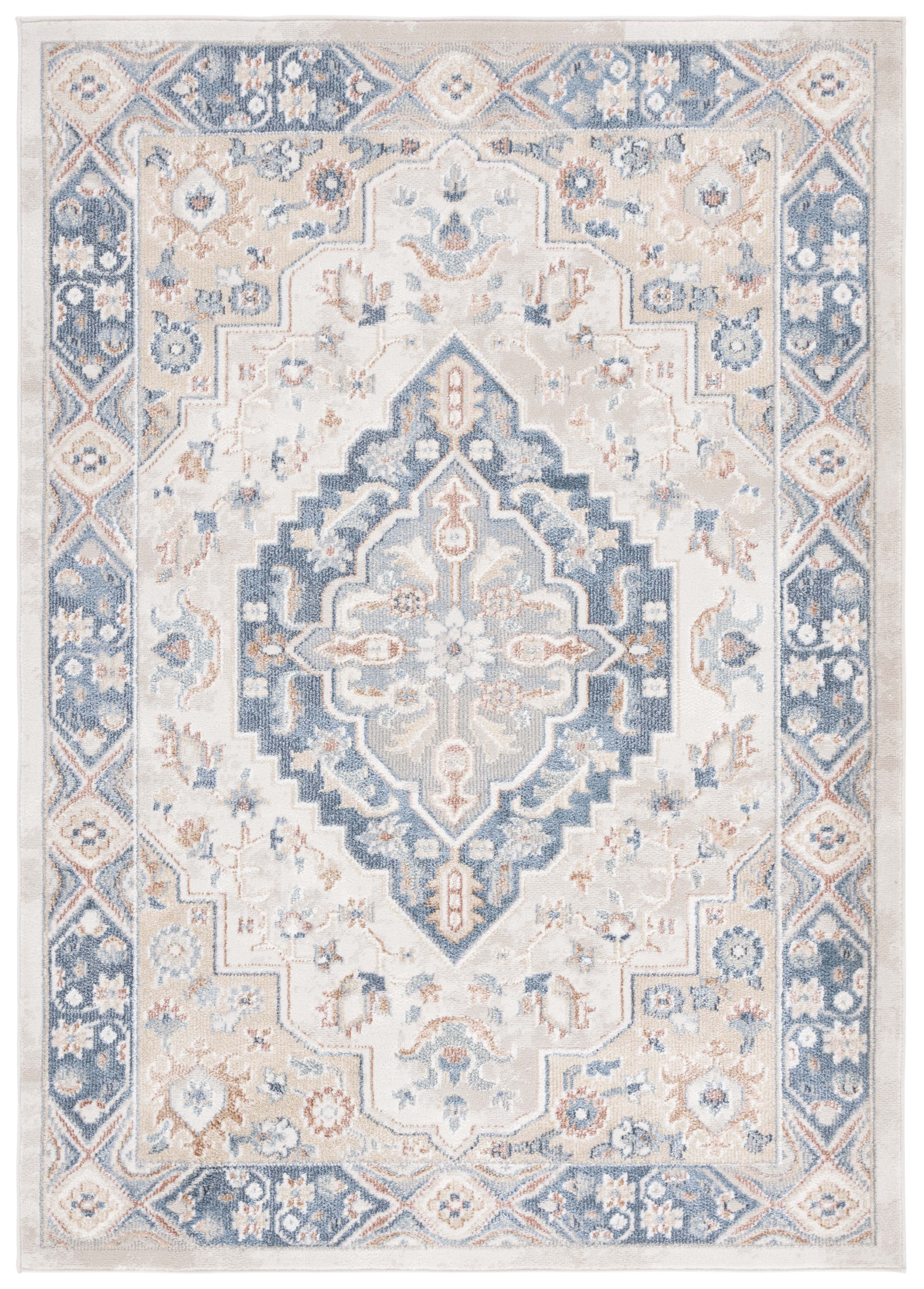 Handmade Blue and Ivory Wool 4' x 6' Tufted Area Rug