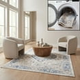 thumbnail image 1 of SAFAVIEH Blair Washable Joetta Medallion Machine Washable Area Rug, Ivory/Blue, 9' x 12', 1 of 13