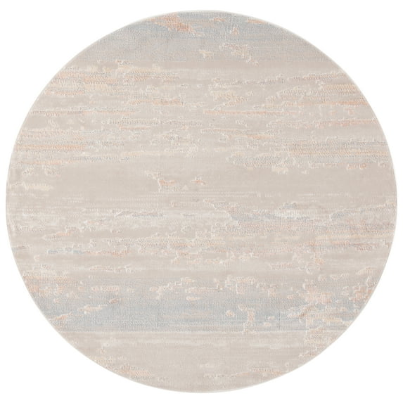 SAFAVIEH Blair Washable Macy Abstract Machine Washable Area Rug, Beige/Blue, 6'7" x 6'7" Round