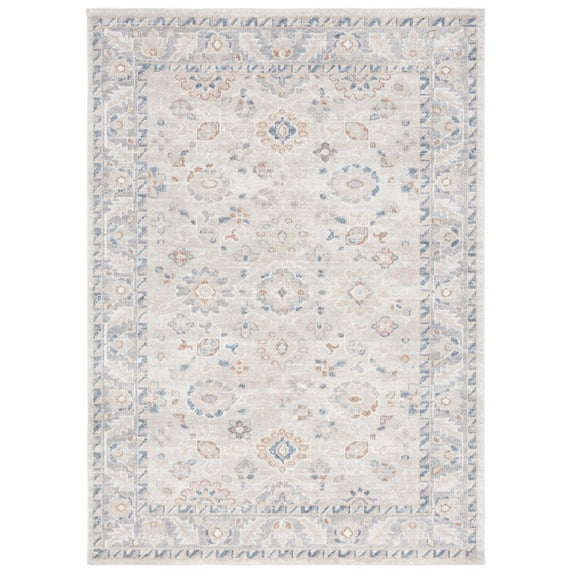 SAFAVIEH Blair Zyana Traditional Machine Washable Area Rug, 6'7" x 6'7" Round, Beige/Grey