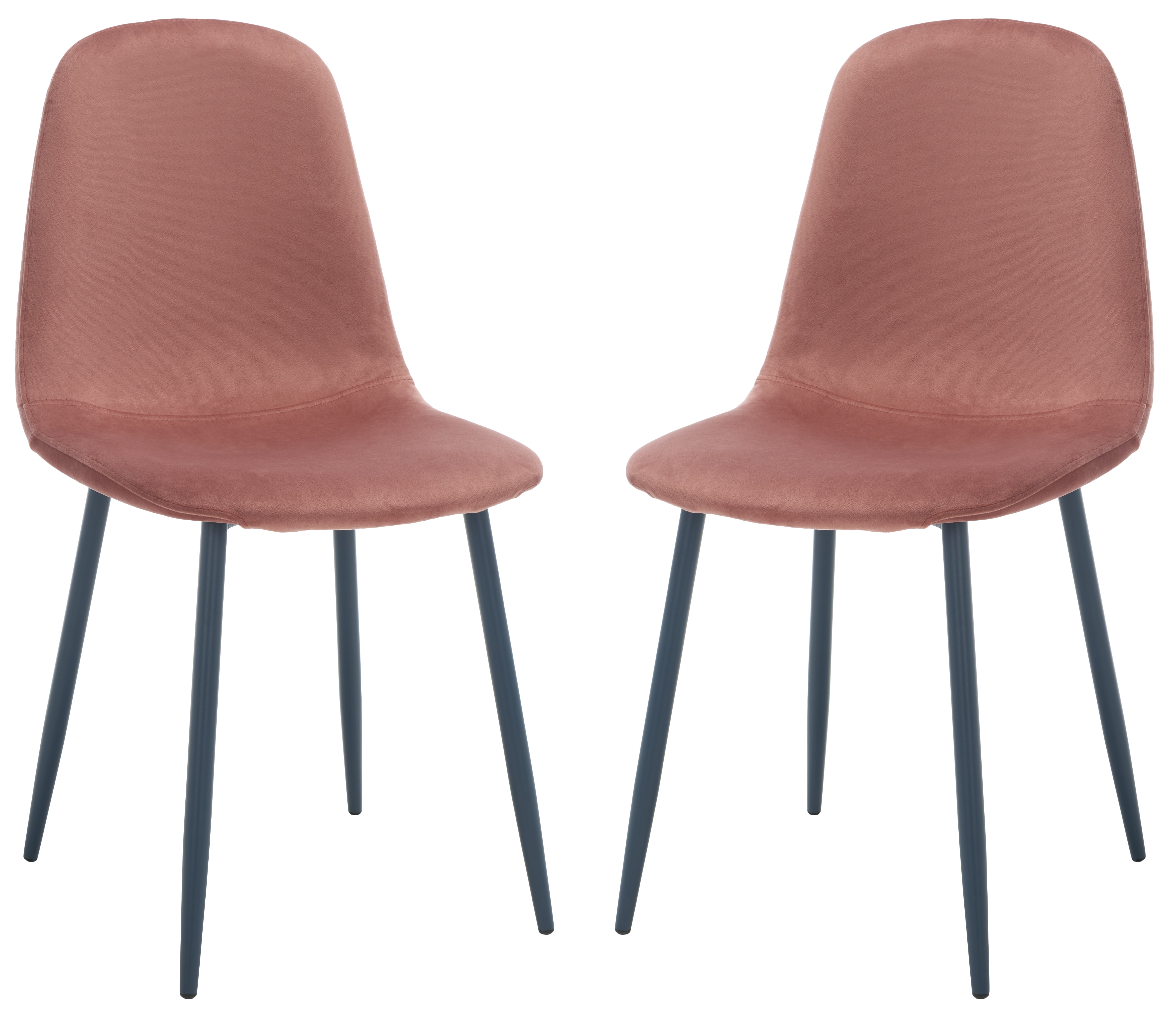 Set of 2 Pink and Dark Grey Upholstered Dining Chairs