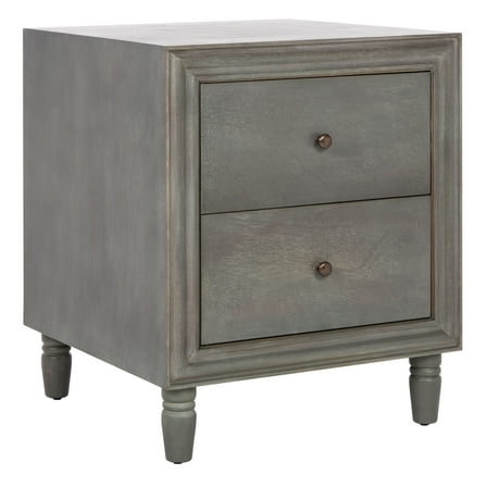 SAFAVIEH Blaise Nautical Nightstand with 2 Storage Drawers, French Grey