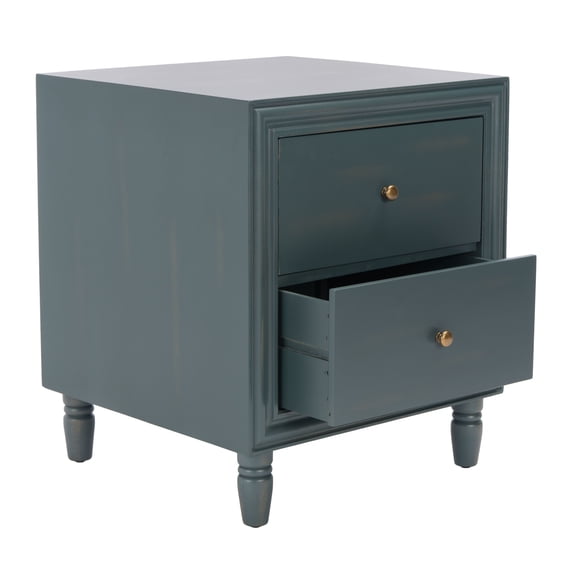 SAFAVIEH Blaise Nautical Nightstand with 2 Storage Drawers, Steel Teal