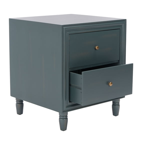 SAFAVIEH Blaise Nautical Nightstand with 2 Storage Drawers, Steel Teal