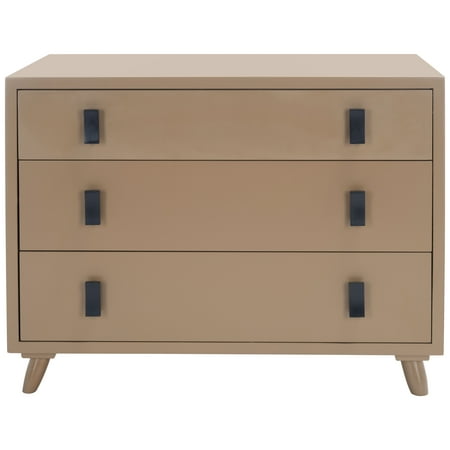 SAFAVIEH Blaize Contemporary 3 Drawer Chest, Taupe/Black (35.4 in. W x 18 in. D x 26.5 in. H)