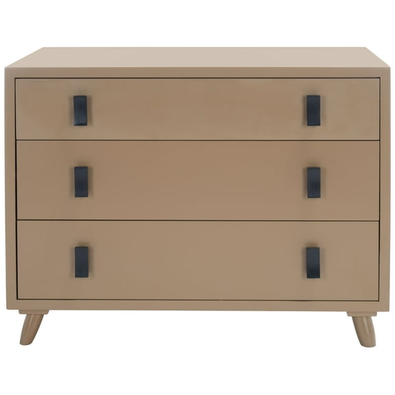 SAFAVIEH Blaize Contemporary 3 Drawer Chest, Taupe/Black (35.4 in. W x 18 in. D x 26.5 in. H)