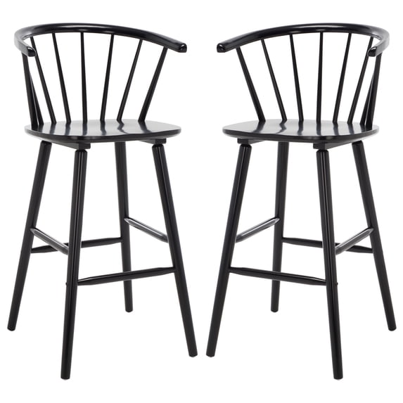 SAFAVIEH Blanchard Contemporary Bar Stool, Black, Set of 2 (21.7 in. W x 20.5 in. D x 41.5 in. H)