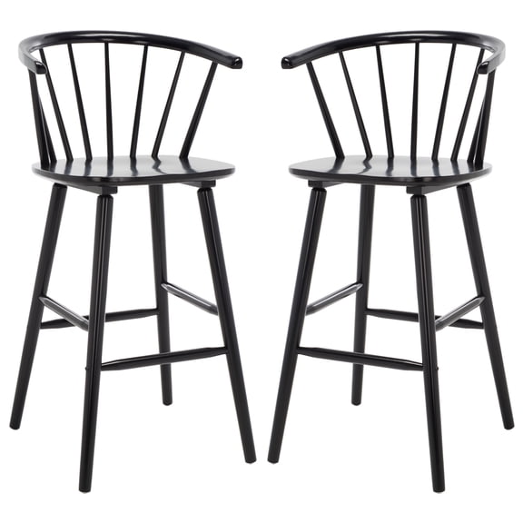 SAFAVIEH Blanchard Contemporary Bar Stool, Black, Set of 2 (21.7 in. W x 20.5 in. D x 41.5 in. H)