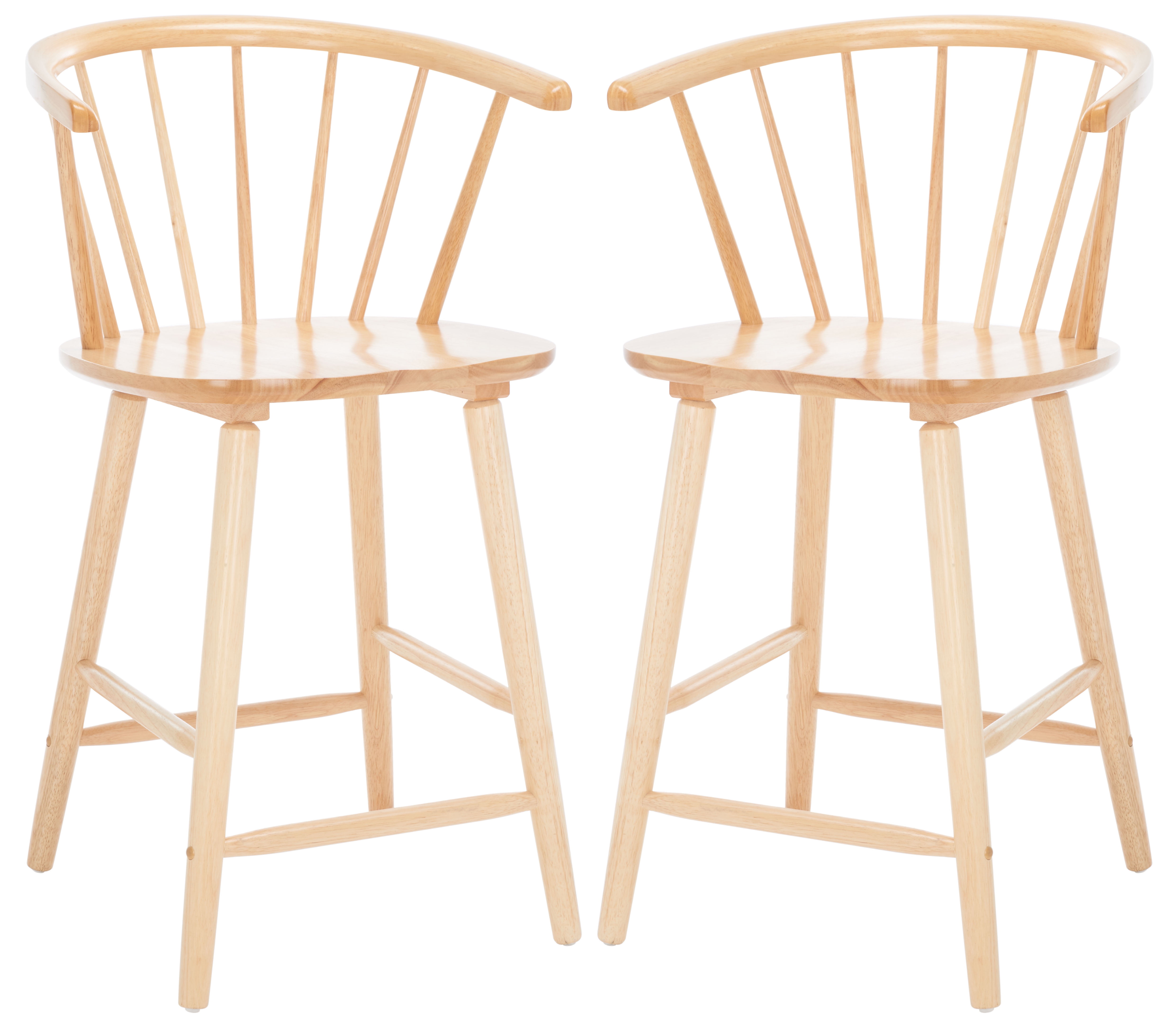 Natural Rubberwood Spindle Back Counter Stool Set