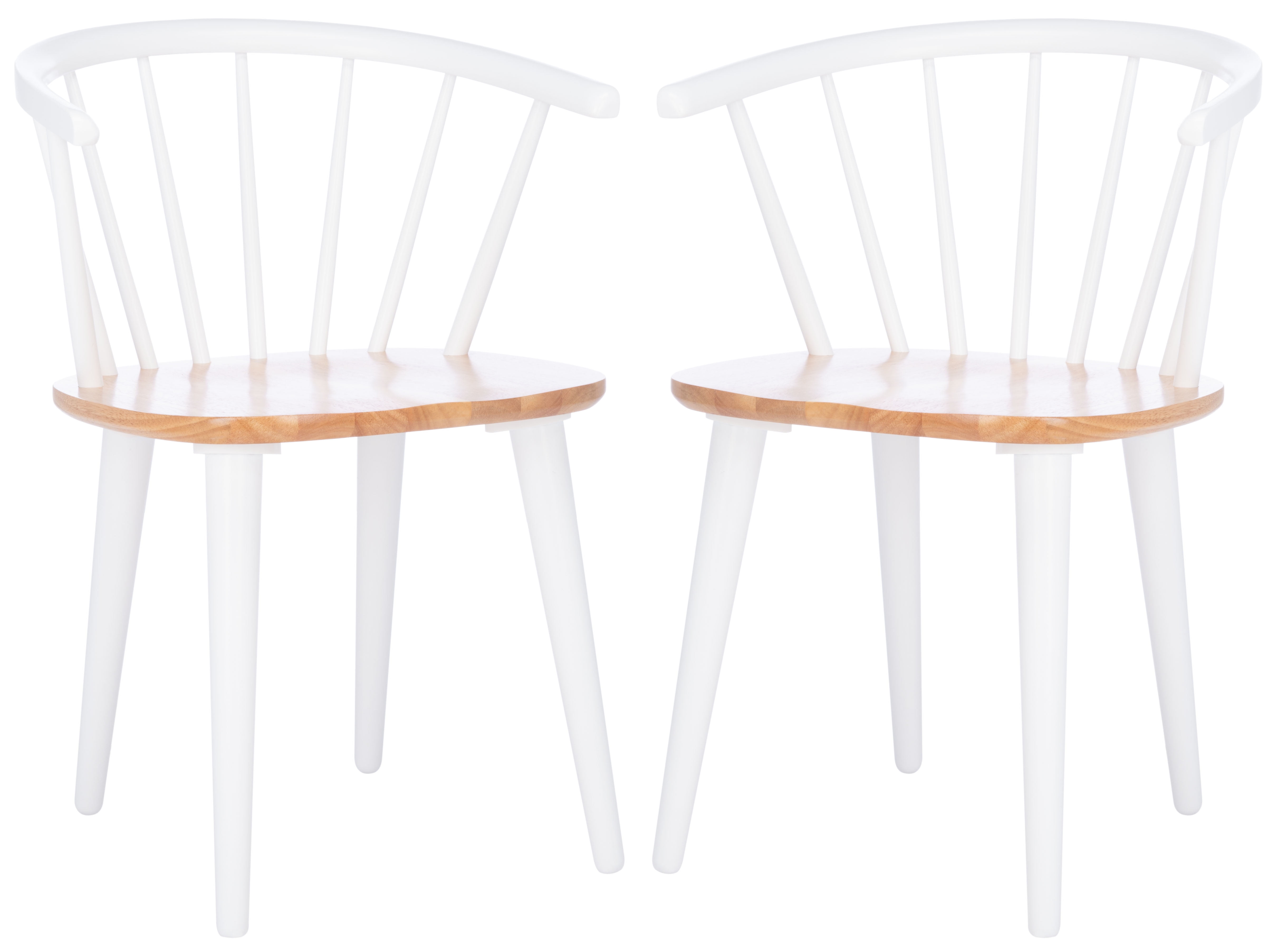 Natural and White Wood Spindle Dining Chair Set