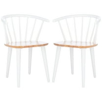 SAFAVIEH Blanchard Mid-Century Curved Spindle Side Chair, Natural/White, Set of 2