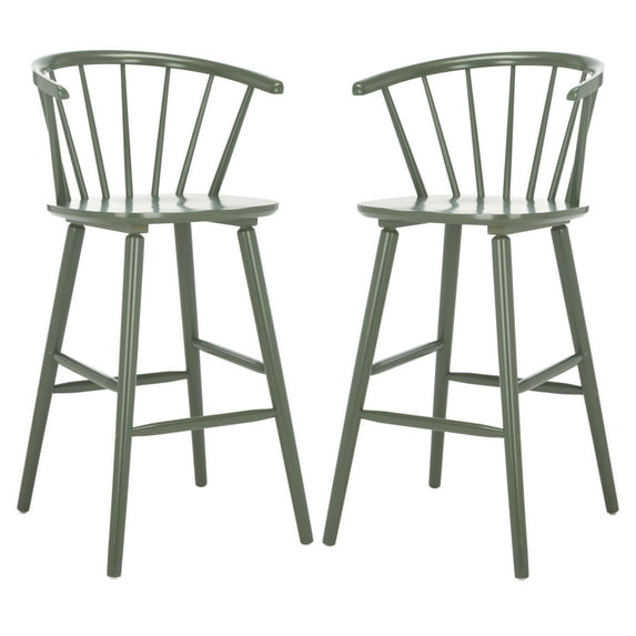 SAFAVIEH Blanchard Round Mid Back Bar Stool, Dusty Green