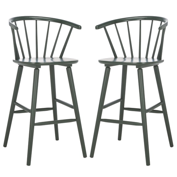 SAFAVIEH Blanchard Round Mid Back Bar Stool, Garden Green