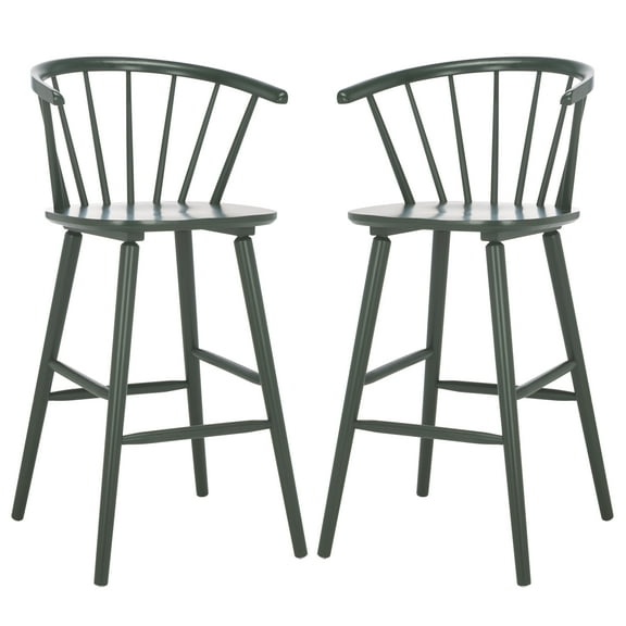 SAFAVIEH Blanchard Round Mid Back Bar Stool, Garden Green