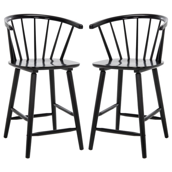 SAFAVIEH Blanchard Round Mid Back Counter Stool, Black
