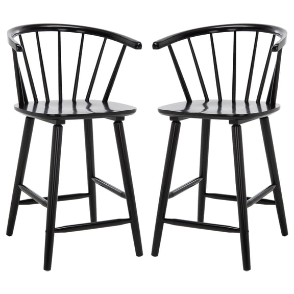 SAFAVIEH Blanchard Round Mid Back Counter Stool, Black