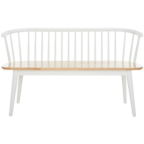 SAFAVIEH Blanchard Solid Classic Spindle Bench, Natural/White