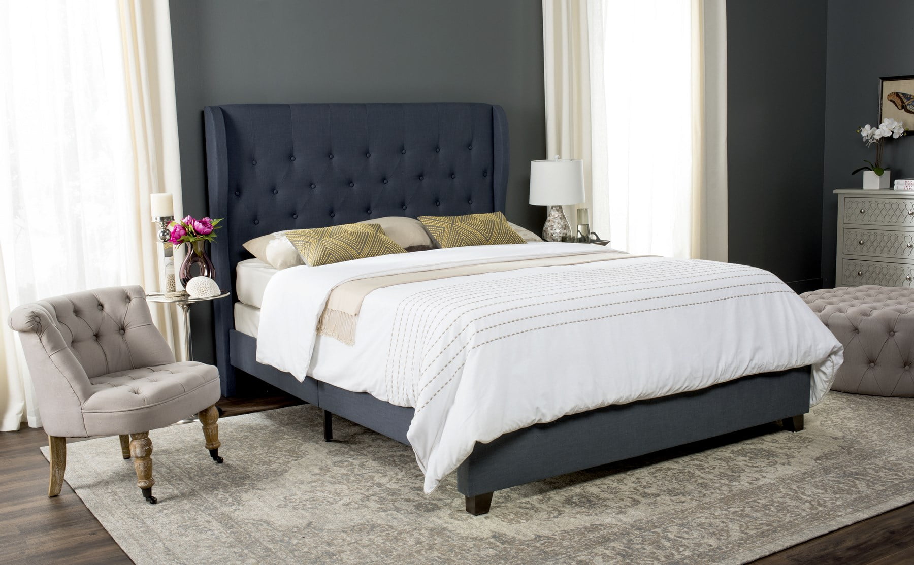 Safavieh Blanchett Navy Full Upholstered Bed Safavieh Blanchett Navy Full Upholstered Bed