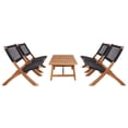 thumbnail image 1 of SAFAVIEH Blaze Outdoor Patio 5 Piece Coffee Set, Natural/Black, 1 of 11