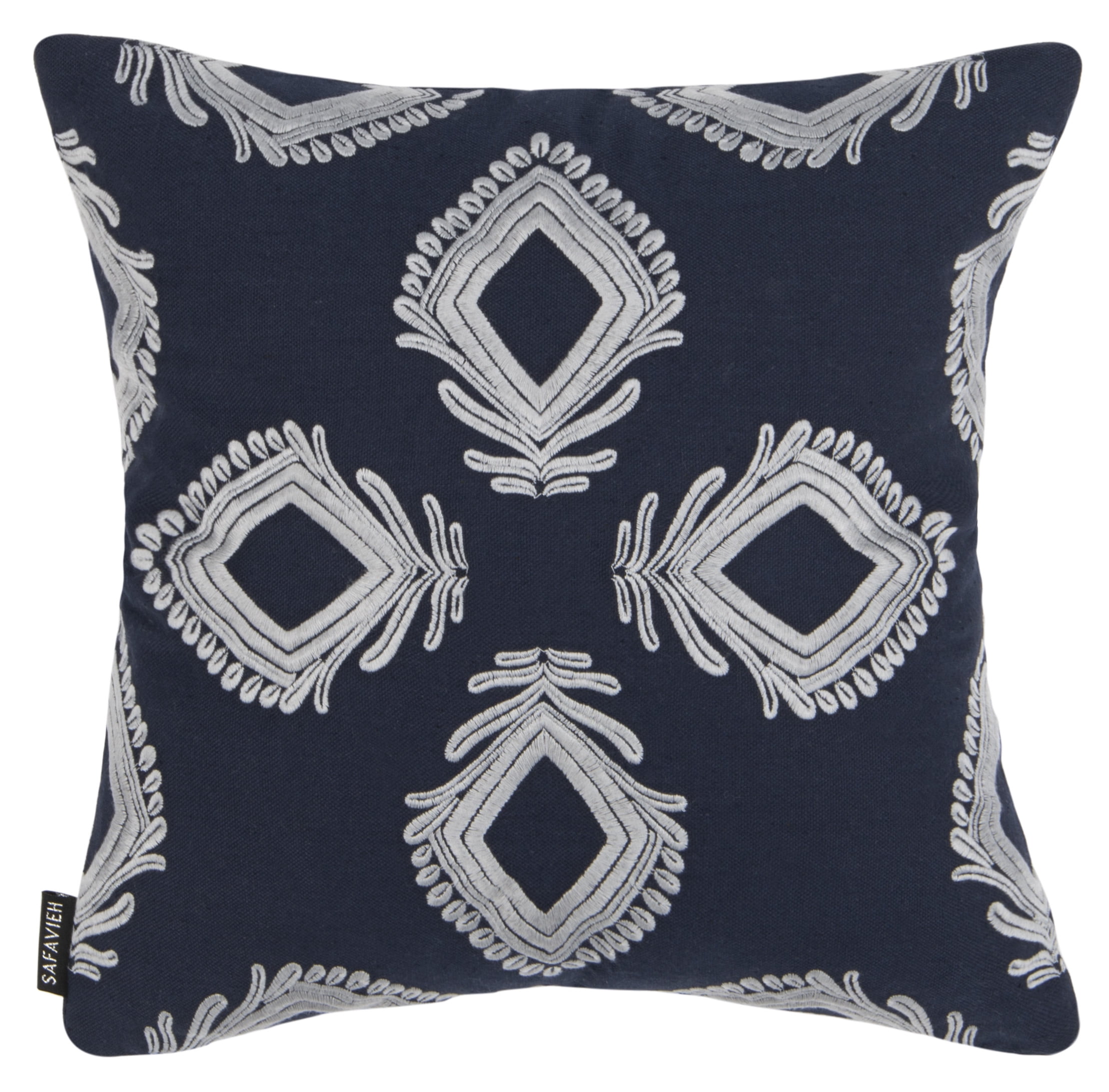 Contemporary Bali Breeze 16" Embroidered Cushion in Navy & Periwinkle