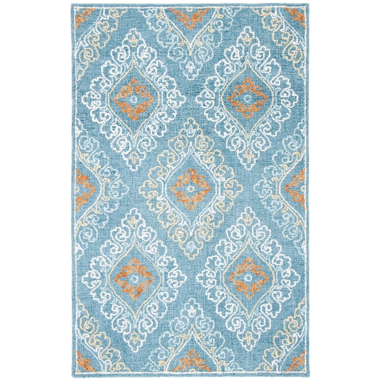 Hand-Tufted Country Casual Blue Wool Rectangular Rug 4' x 6'