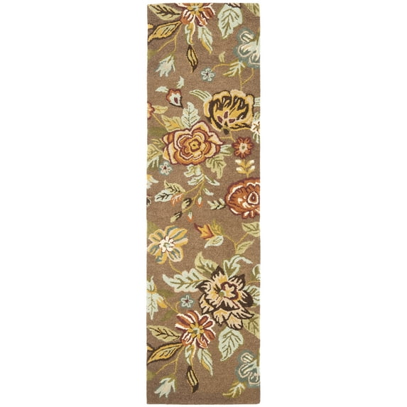 SAFAVIEH Blossom Abby Floral Flowers Wool Area Rug, Brown/Multi, 2' x 3'