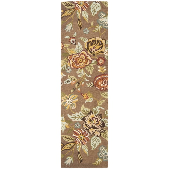SAFAVIEH Blossom Abby Floral Flowers Wool Runner Rug, Brown/Multi, 2'3" x 8'