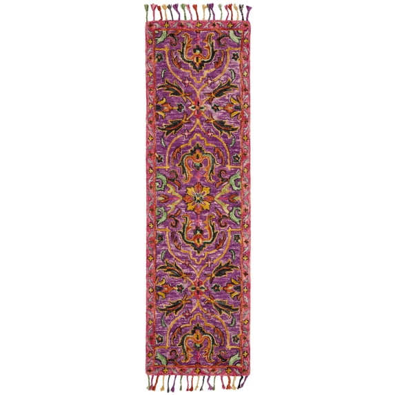 SAFAVIEH Blossom Abram Floral Mediallion Wool Fringed Area Rug, Purple/Multi, 8' x 10'