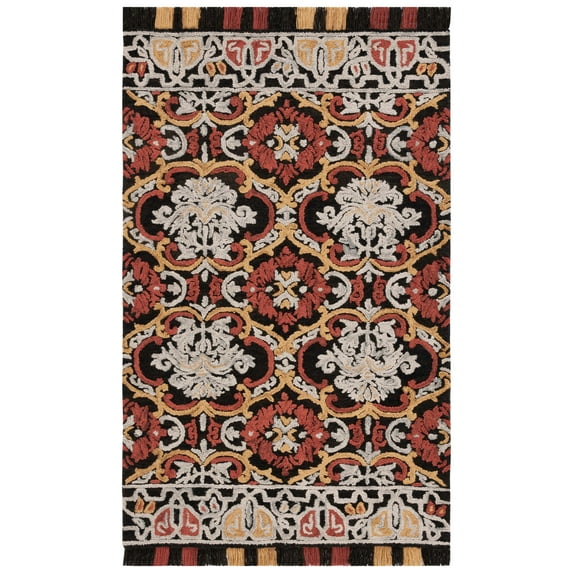 SAFAVIEH Blossom Abram Geometric Area Rug, Charcoal/Red, 3' x 5'