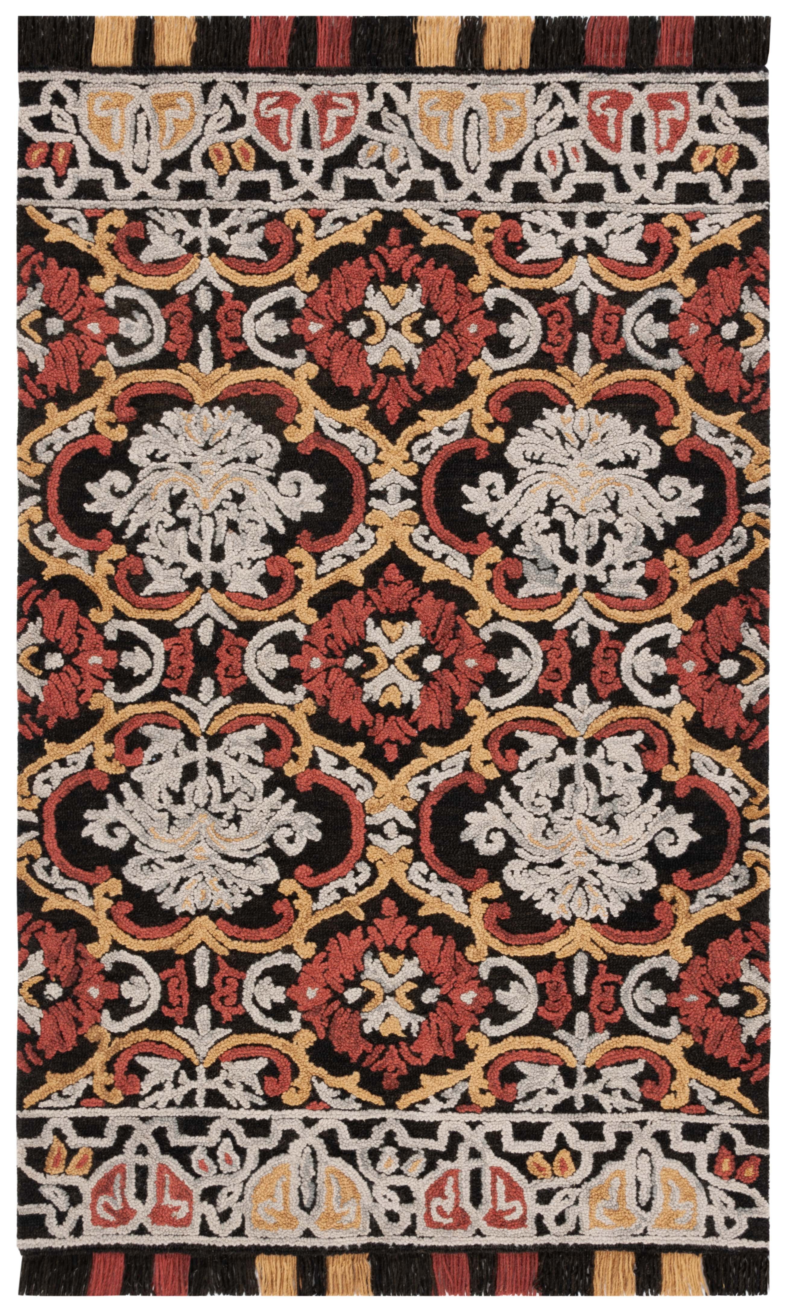 SAFAVIEH Blossom Abram Geometric Area Rug, Charcoal/Red, 5' x 8'