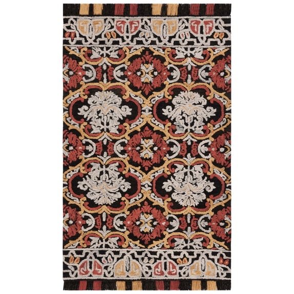SAFAVIEH Blossom Abram Geometric Area Rug, Charcoal/Red, 5' x 8'