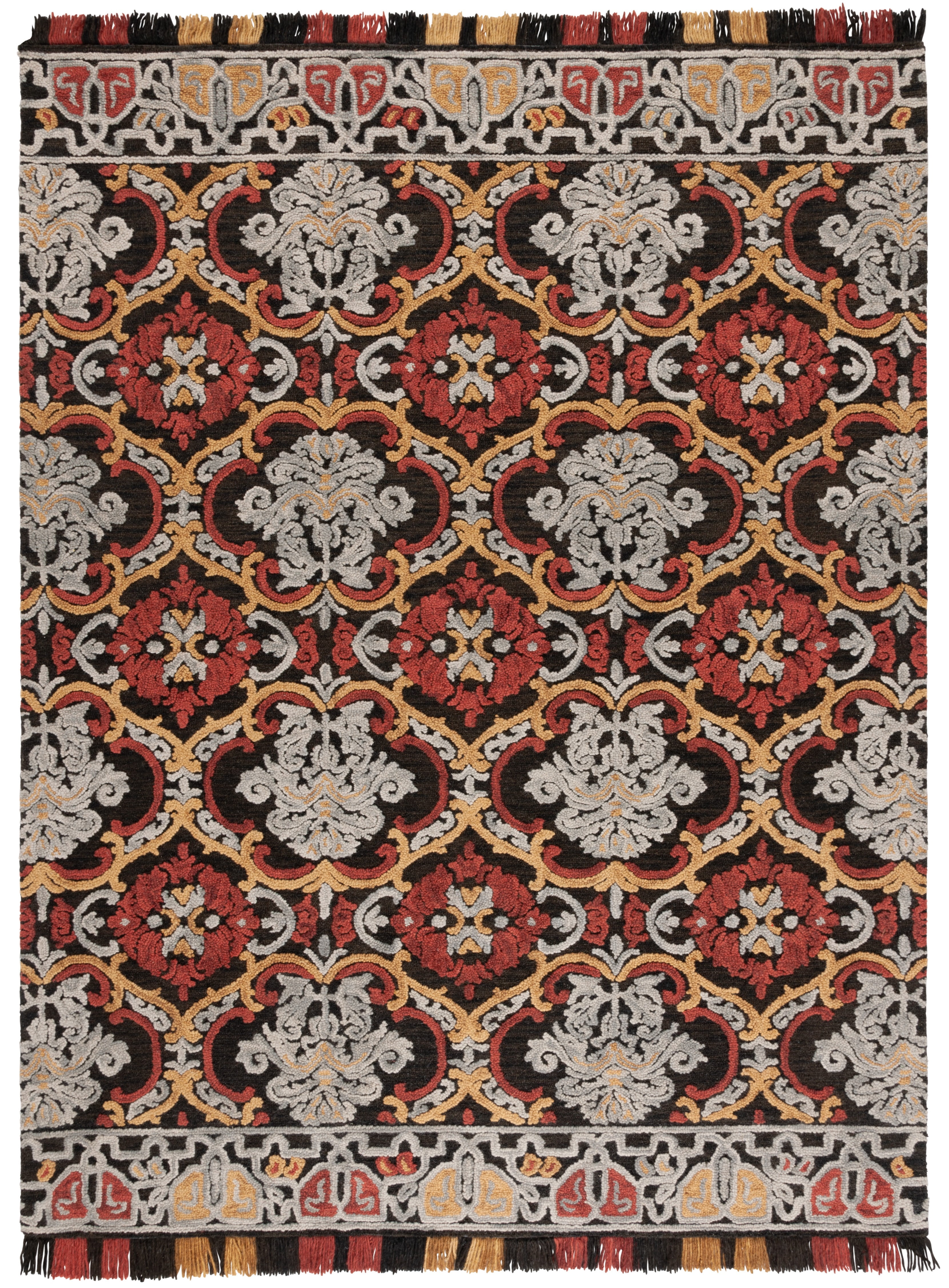 SAFAVIEH Blossom Abram Geometric Area Rug, Charcoal/Red, 8' x 10'