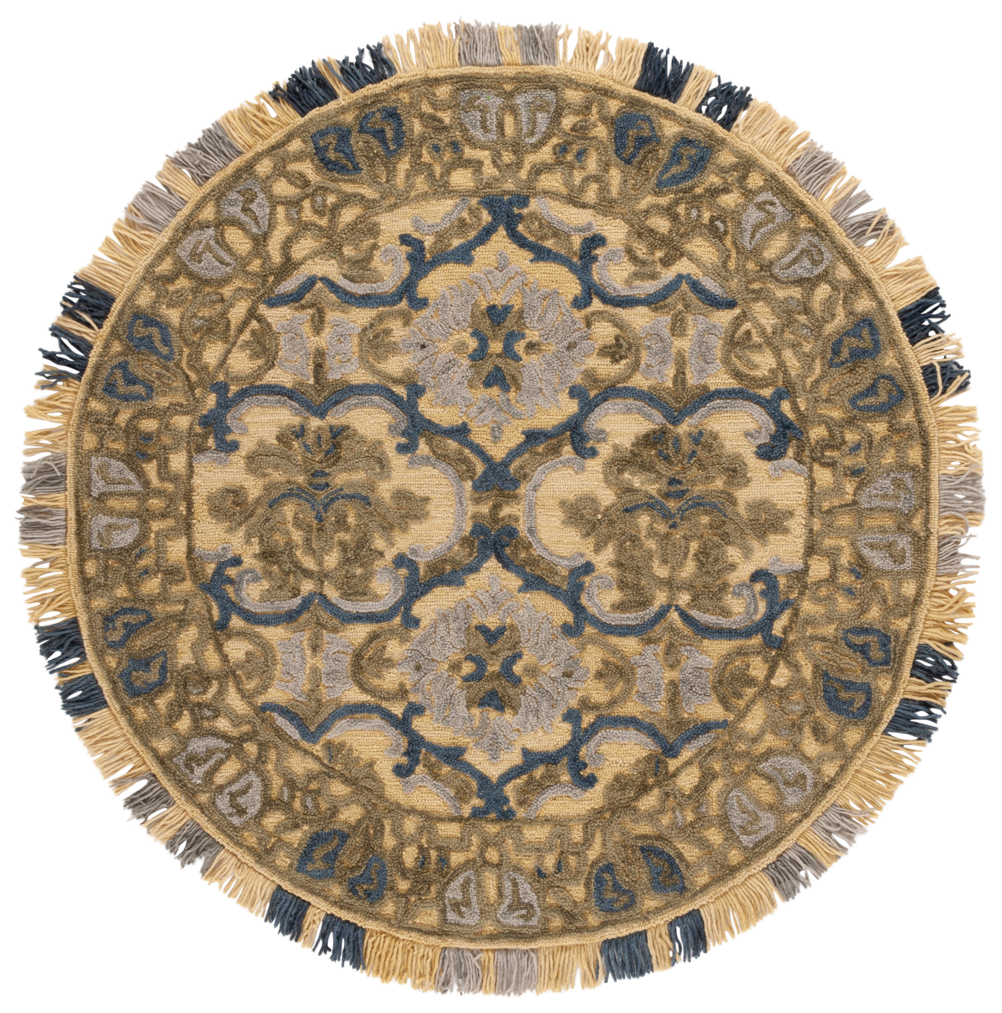 SAFAVIEH Blossom Abram Geometric Area Rug, Gold/Blue, 6' x 6' Round