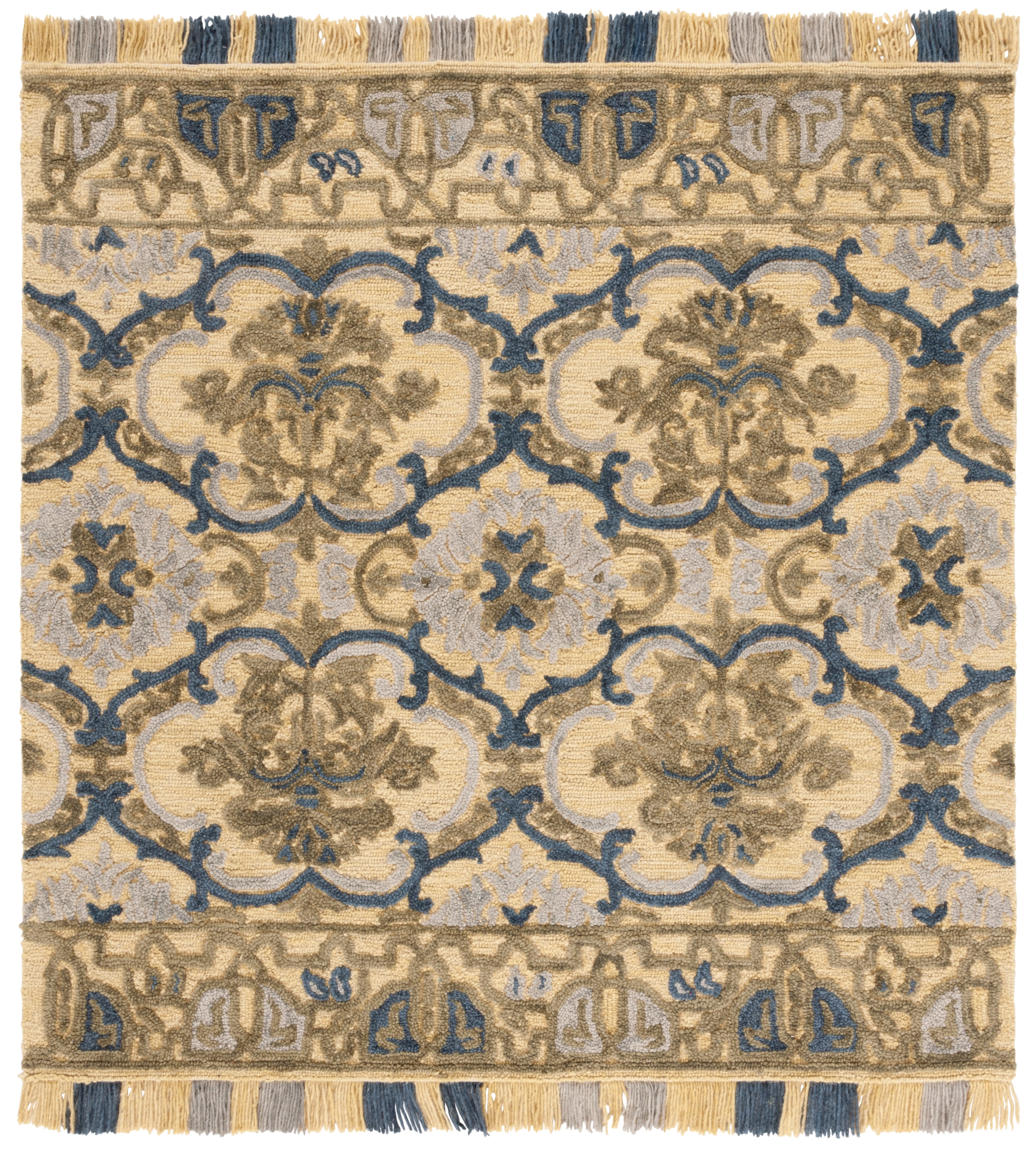 SAFAVIEH Blossom Abram Geometric Area Rug, Gold/Blue, 6' x 6' Square