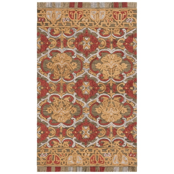 SAFAVIEH Blossom Abram Geometric Area Rug, Green/Gold, 3' x 5'