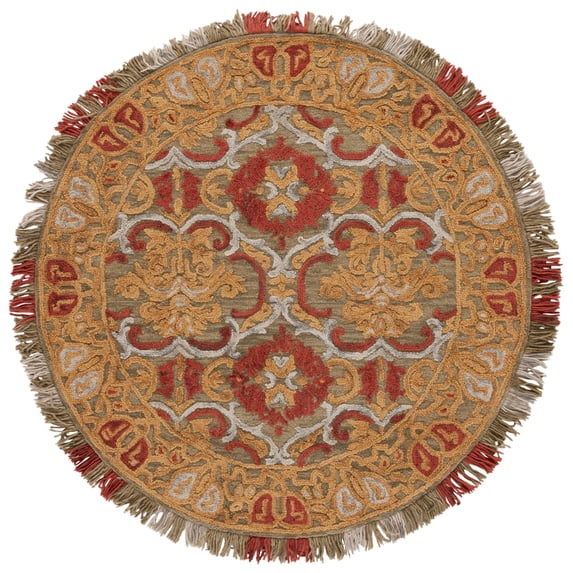 SAFAVIEH Blossom Abram Geometric Area Rug, Green/Gold, 6' x 6' Round