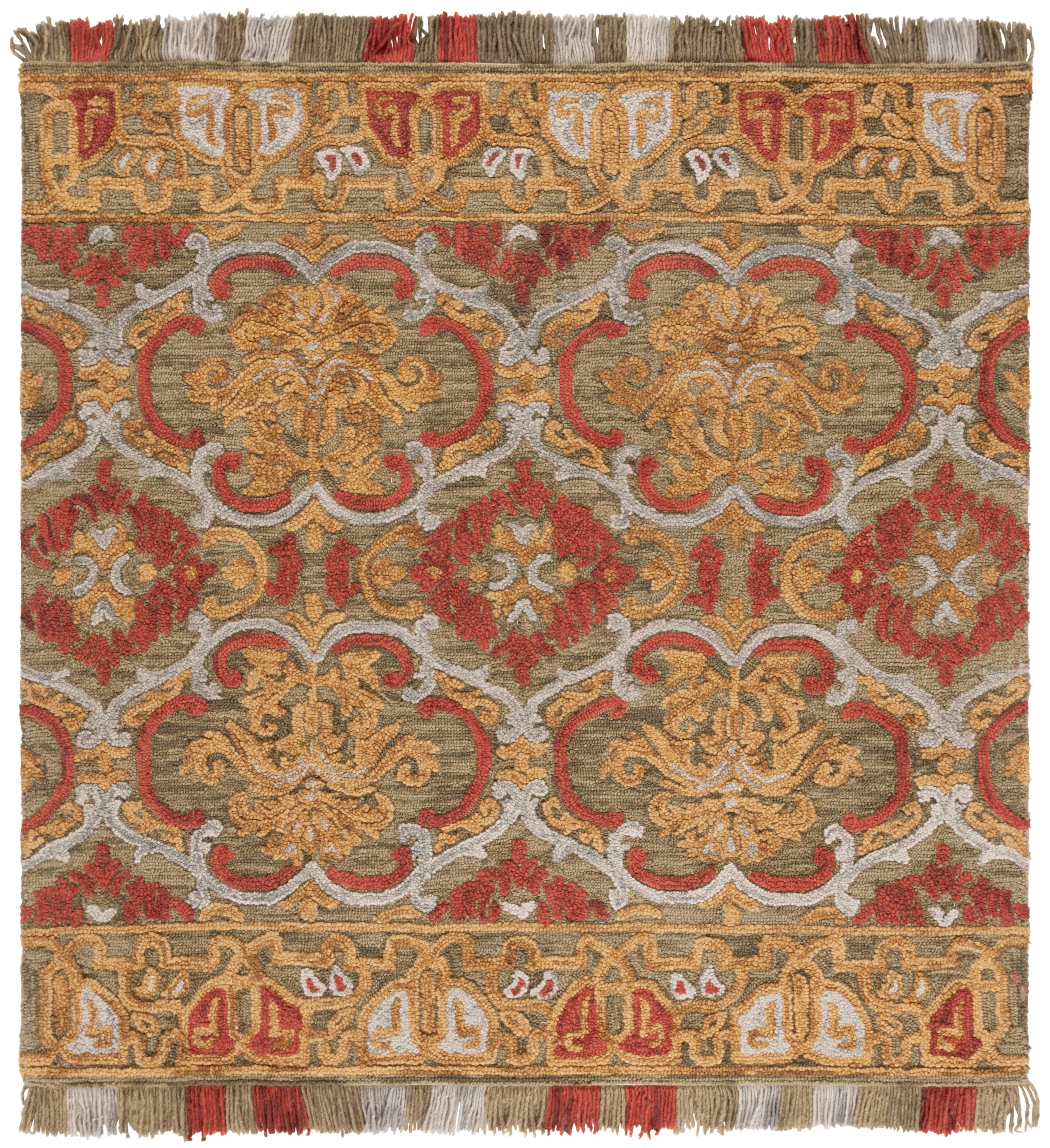 SAFAVIEH Blossom Abram Geometric Area Rug, Green/Gold, 6' x 6' Square