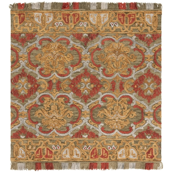 SAFAVIEH Blossom Abram Geometric Area Rug, Green/Gold, 6' x 6' Square