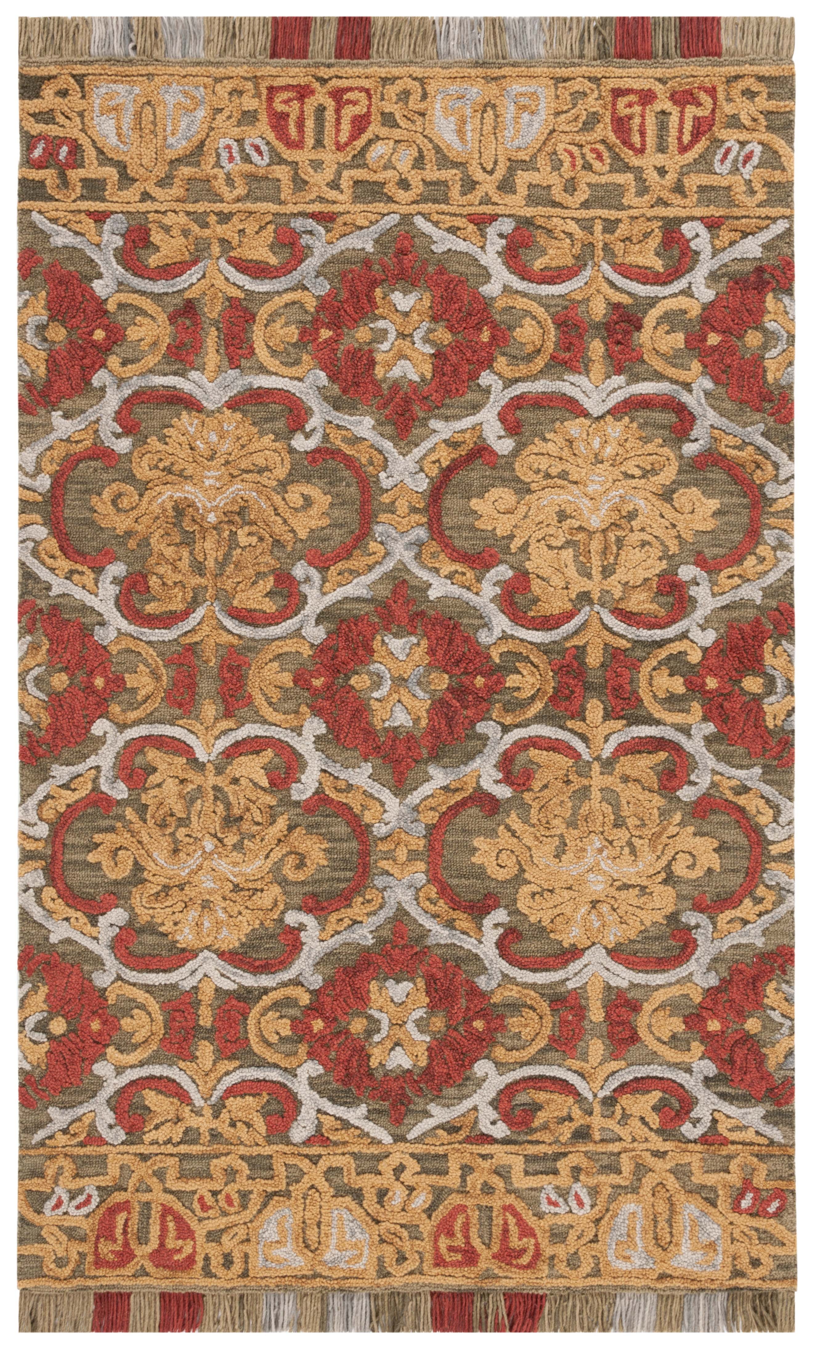 SAFAVIEH Blossom Abram Geometric Area Rug, Green/Gold, 6' x 9'