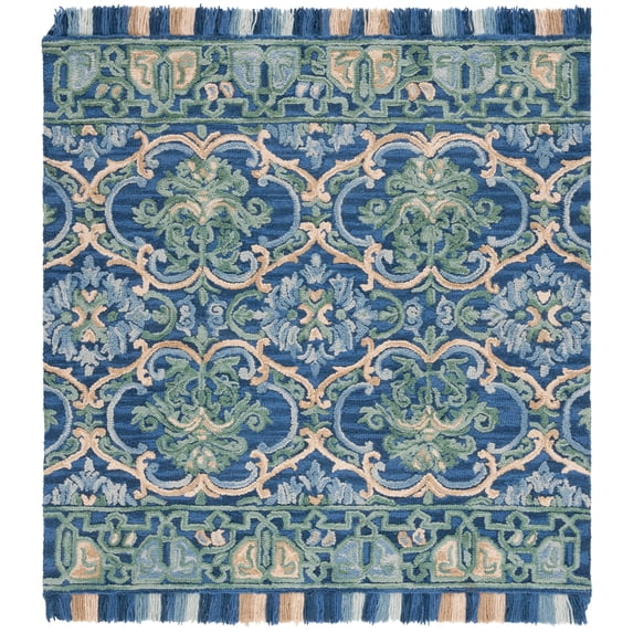 SAFAVIEH Blossom Abram Geometric Area Rug, Navy/Green, 10' x 10' Square