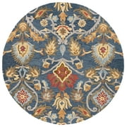 SAFAVIEH Blossom Abram Geometric Area Rug, Navy/Green, 6' x 6' Round