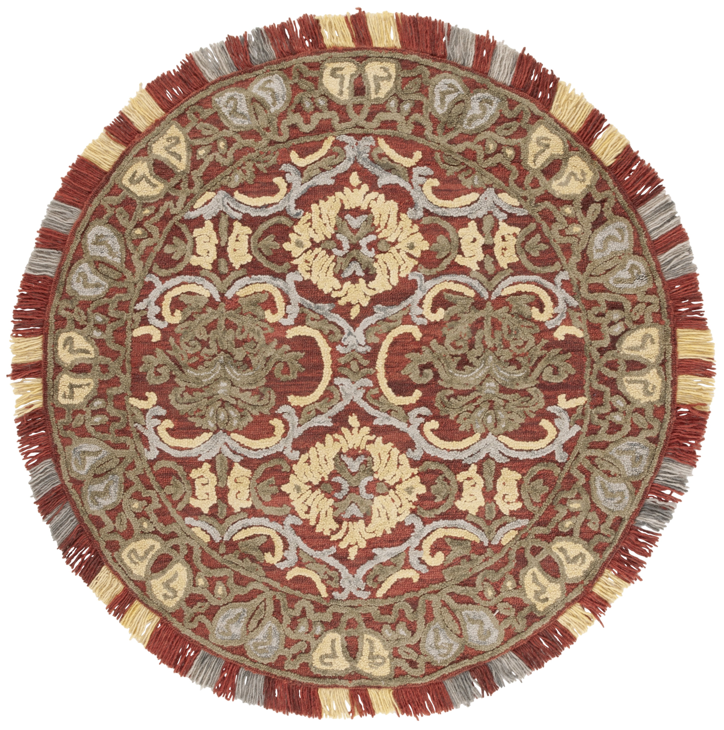 SAFAVIEH Blossom Abram Geometric Area Rug, Red/Gold, 6' x 6' Round