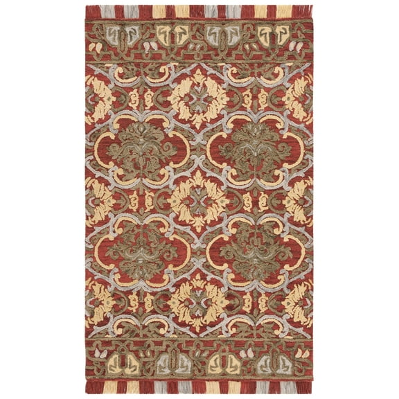 SAFAVIEH Blossom Abram Geometric Area Rug, Red/Gold, 6' x 9'