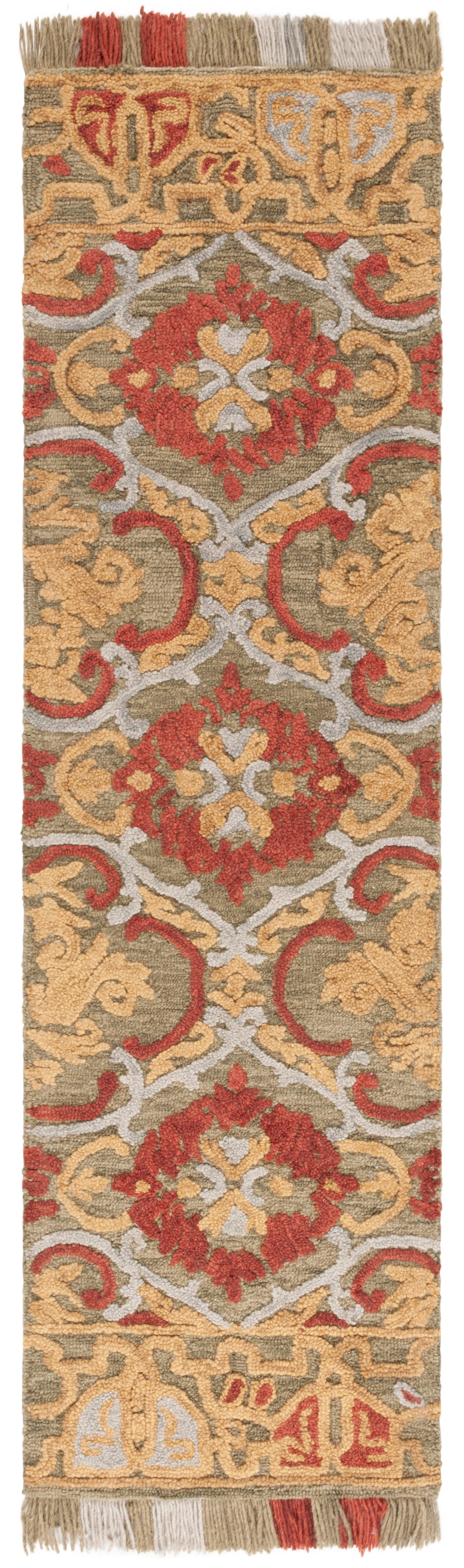 Handmade Red Floral Wool Tufted Runner Rug 2'3" x 8'