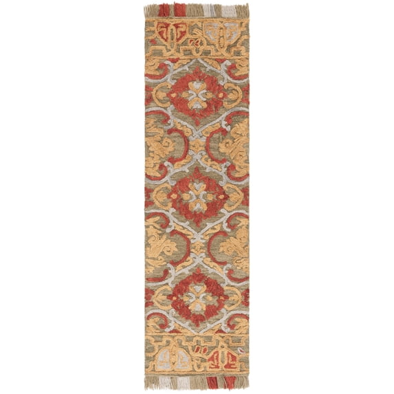 SAFAVIEH Blossom Abram Geometric Runner Rug, Green/Gold, 2'3" x 8'