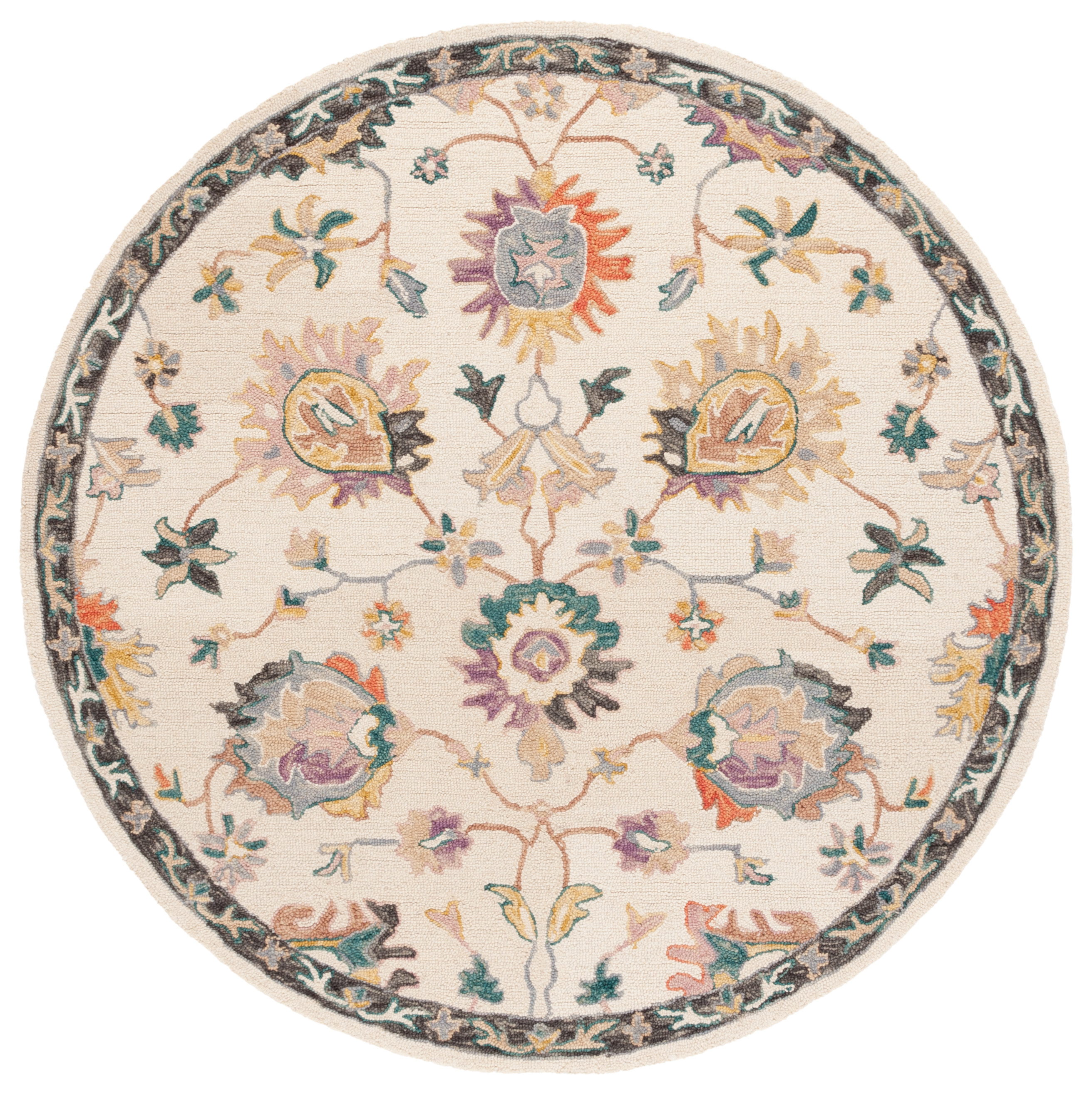 SAFAVIEH Blossom Angel Floral Area Rug, Beige/Lavander, 6' x 6' Round