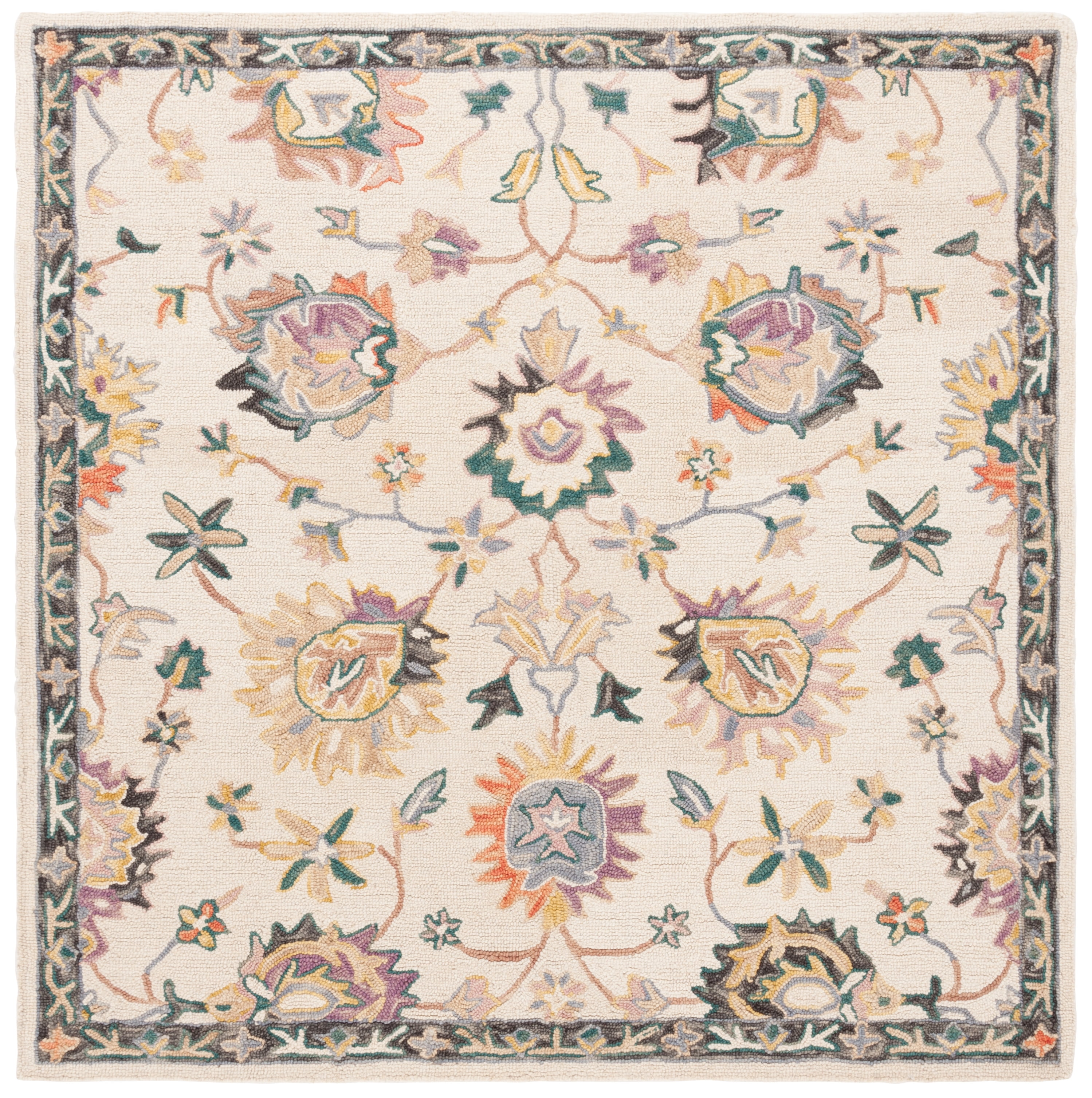 SAFAVIEH Blossom Angel Floral Area Rug, Beige/Lavander, 6' x 6' Square